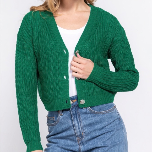 Long Slv V-Neck Sweater Cardigan - Picture 2 of 4